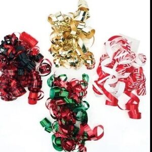 NWT 11 Pk Curly Self Adhesive Gift Bows: Holiday Assortment